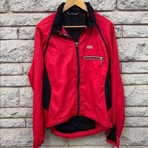 Red and Black Cycling Jacket with Zippered Pocket